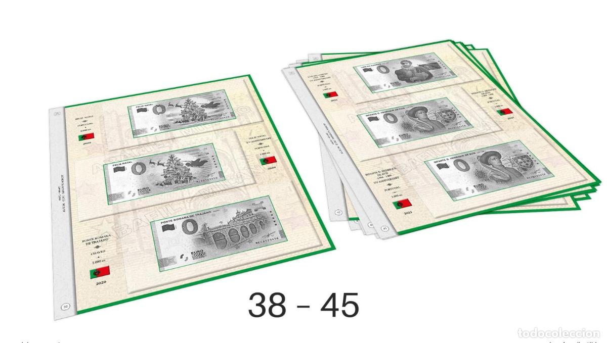 Numismatic Material: ABAFIL 8 hojas (1/2021) para entradas Souvenir Portugal de 0&euro;