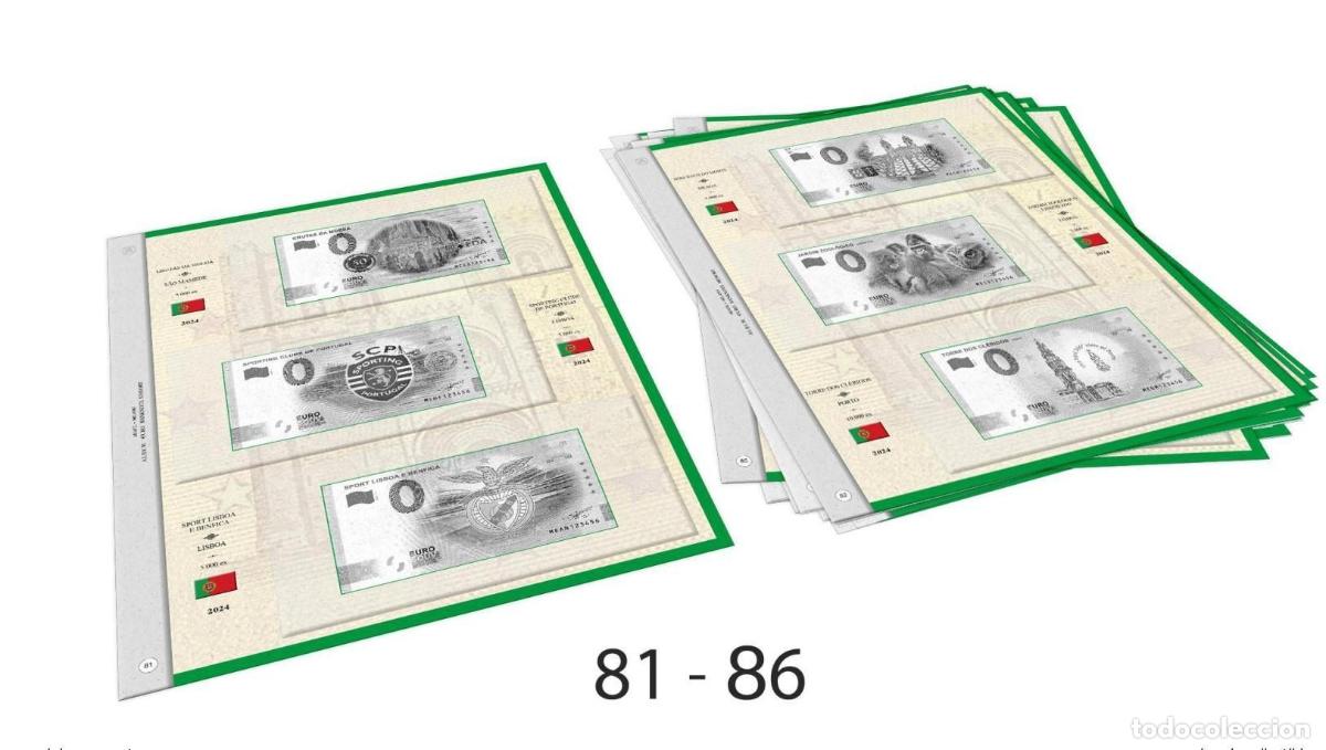 Material numism&aacute;tico: ABAFIL 6 hojas (2/2024 + 1/2025) para entradas Souvenir Portugal de 0&euro;