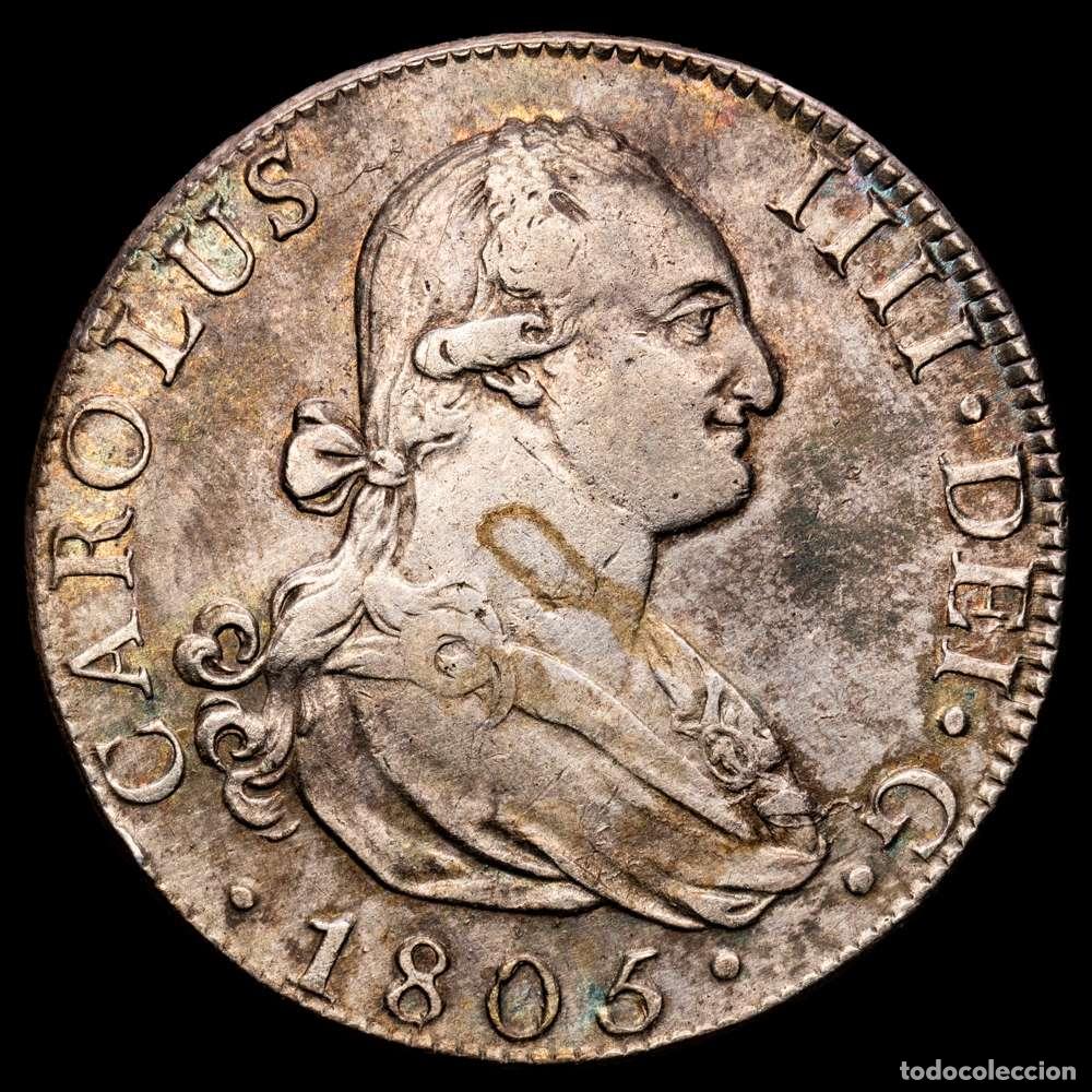 Material numism&aacute;tico: Carlos IV (1788-1808). 8 reales. 1805. Madrid. FA. (Cal-943). Ag. 27,07 gramos. MBC+.