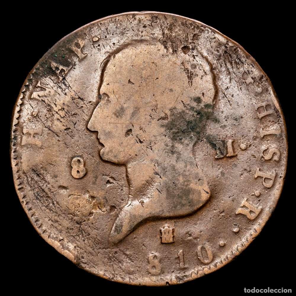 Material numism&aacute;tico: Jos&eacute; Napole&oacute;n (1808-1814). 8 maraved&iacute;s. 1810. Segovia. (Cal-1). Ae. 10,75 gramos. BC+.