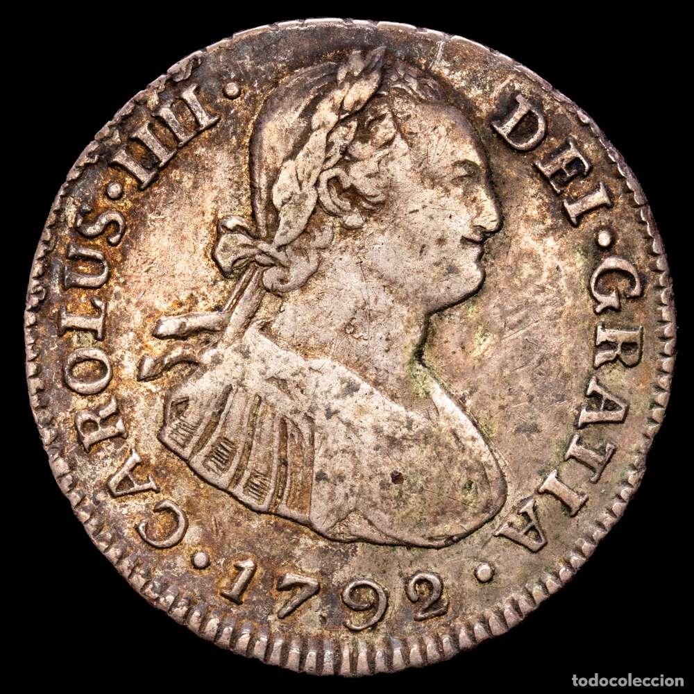Material numism&aacute;tico: Carlos IV (1788-1808). 2 reales. 1792. Potos&iacute;. PR. (Cal-658). Ag. 6,71 gramos. MBC.