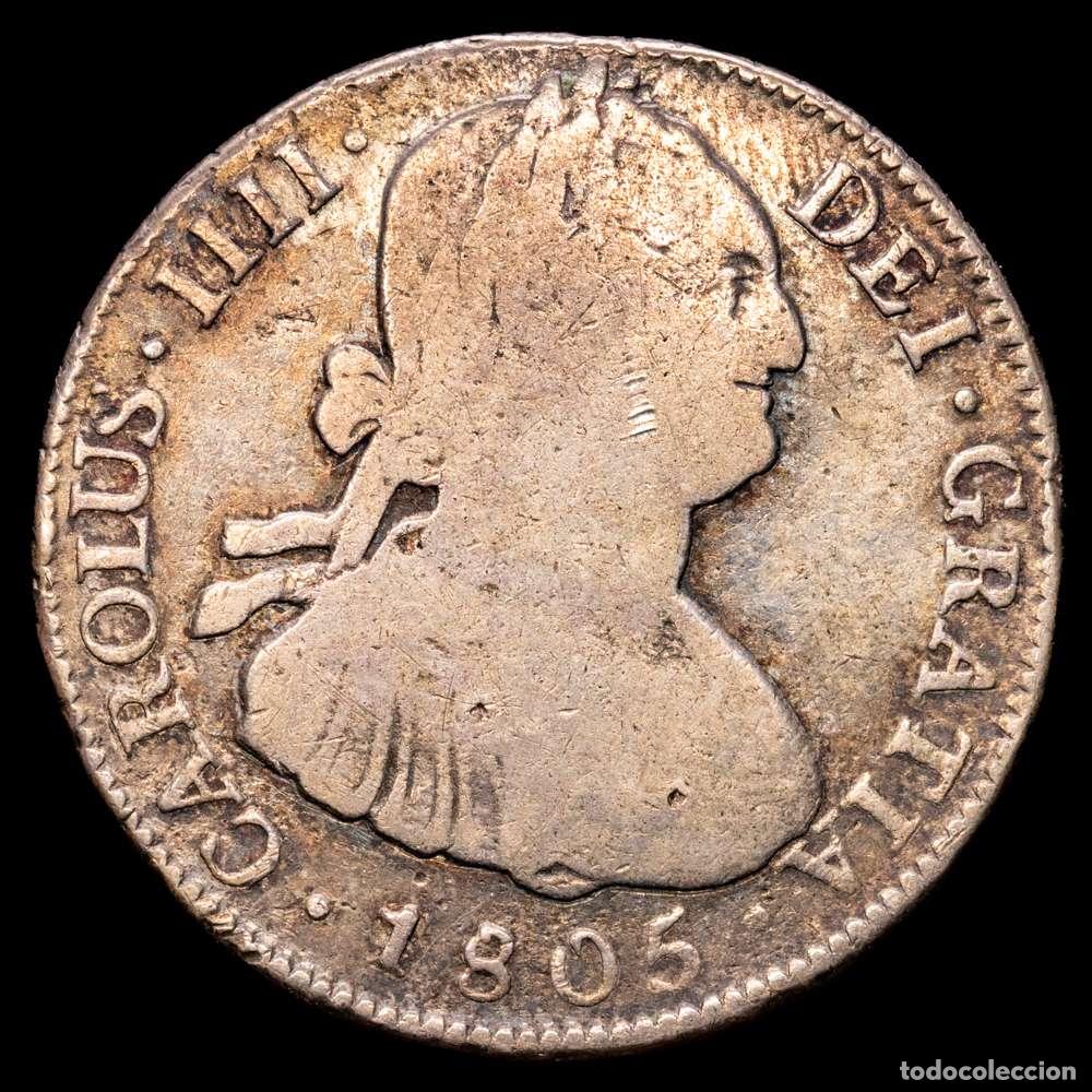 Material numism&aacute;tico: Carlos IV (1788-1808). 4 reales. 1805. Potos&iacute;. PJ. (Cal-840). Ag. 13,01 gramos. BC+.
