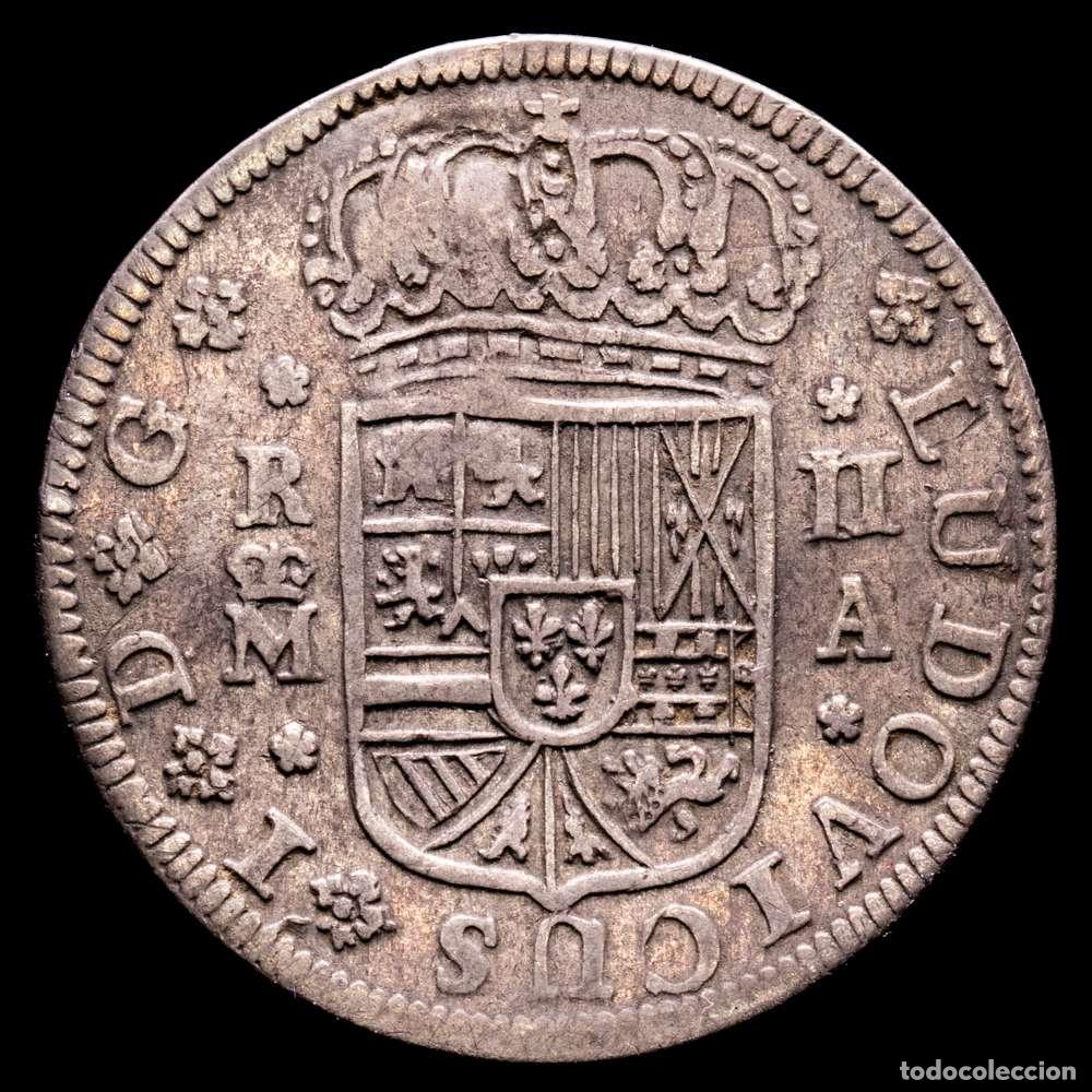 Material numism&aacute;tico: Luis I (1724). 2 reales. 1724. Madrid. A. (Cal-20). Ag. 4,25 gramos. Tono. Escasa. MBC