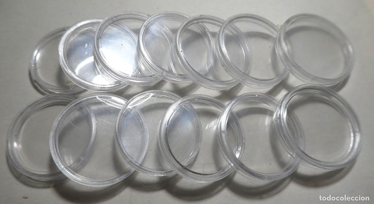 Material numism&aacute;tico: Lote de 13 capsulas para monedas ,miden 4 cm exterior