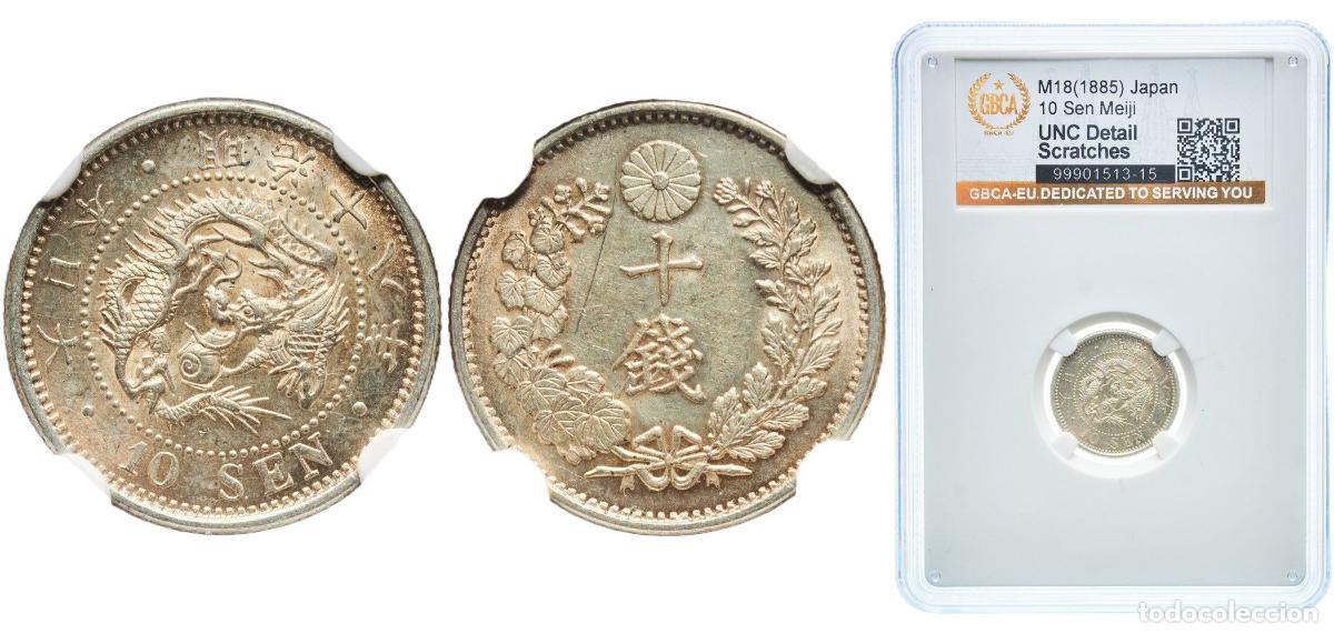 Material numism&aacute;tico: Japan Empire M18 (1885) 年八十治明 10 Sen - Meiji Silver (.800) (20% copper) Japan Mint (9763333) 2.7g G