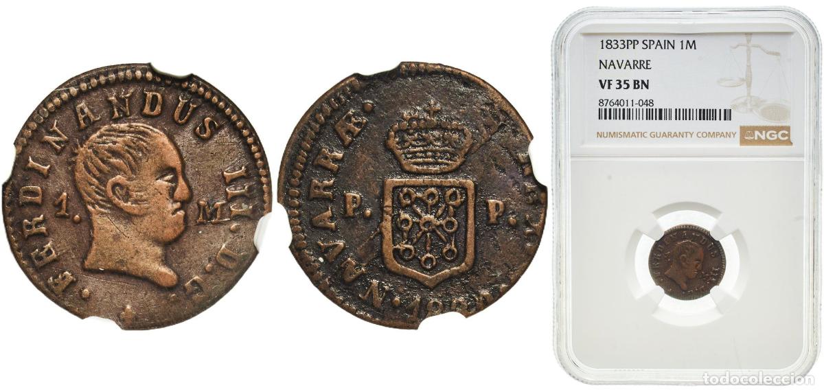Material numism&aacute;tico: Spain Kingdom of Navarre Kingdom 1833 PP 1 Maravedi - Fernando VII &rdquo;All details are crisp and clear