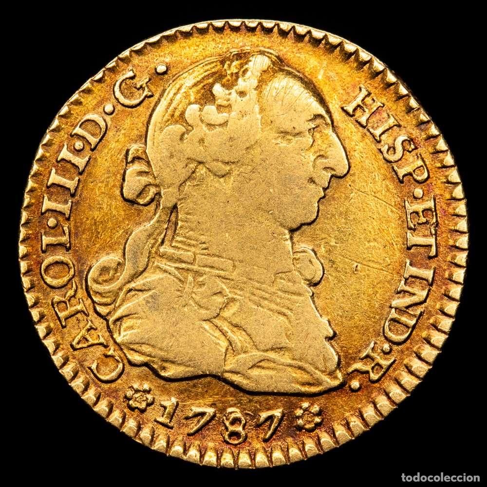 Material numism&aacute;tico: Carlos III (1759-1788). 1 escudo. 1787. Sevilla. CM. (Cal-1505). Au. 3,33 gramos. MBC.