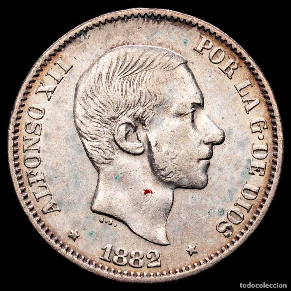 Material numism&aacute;tico: Alfonso XII. 50 c&eacute;ntimos. (12,77 g.). Manila (Filipinas). 1882. Aureo y Calico-118. MBC+.
