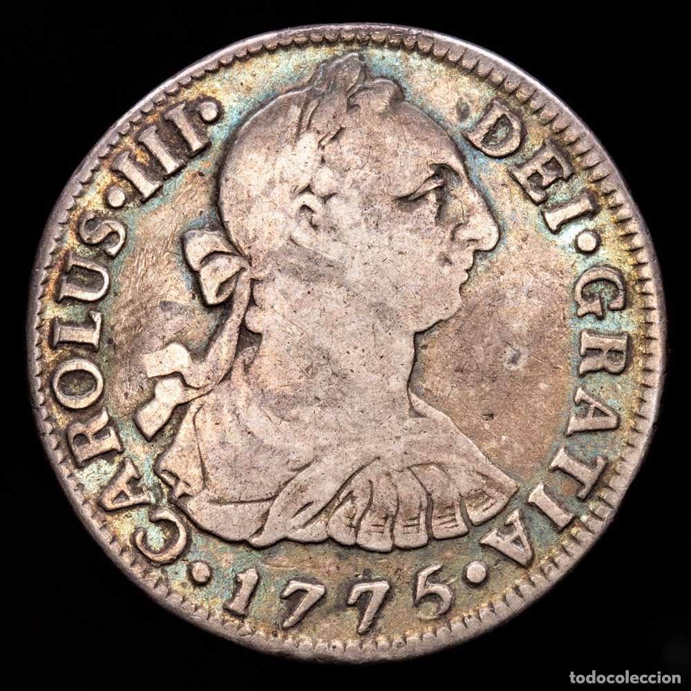 Material numism&aacute;tico: Carlos III (1759-1788). 2 reales. 1775. M&eacute;xico. FM. (Cal-661). Ag. 6,41 gramos. MBC. Suave p&aacute;tina.