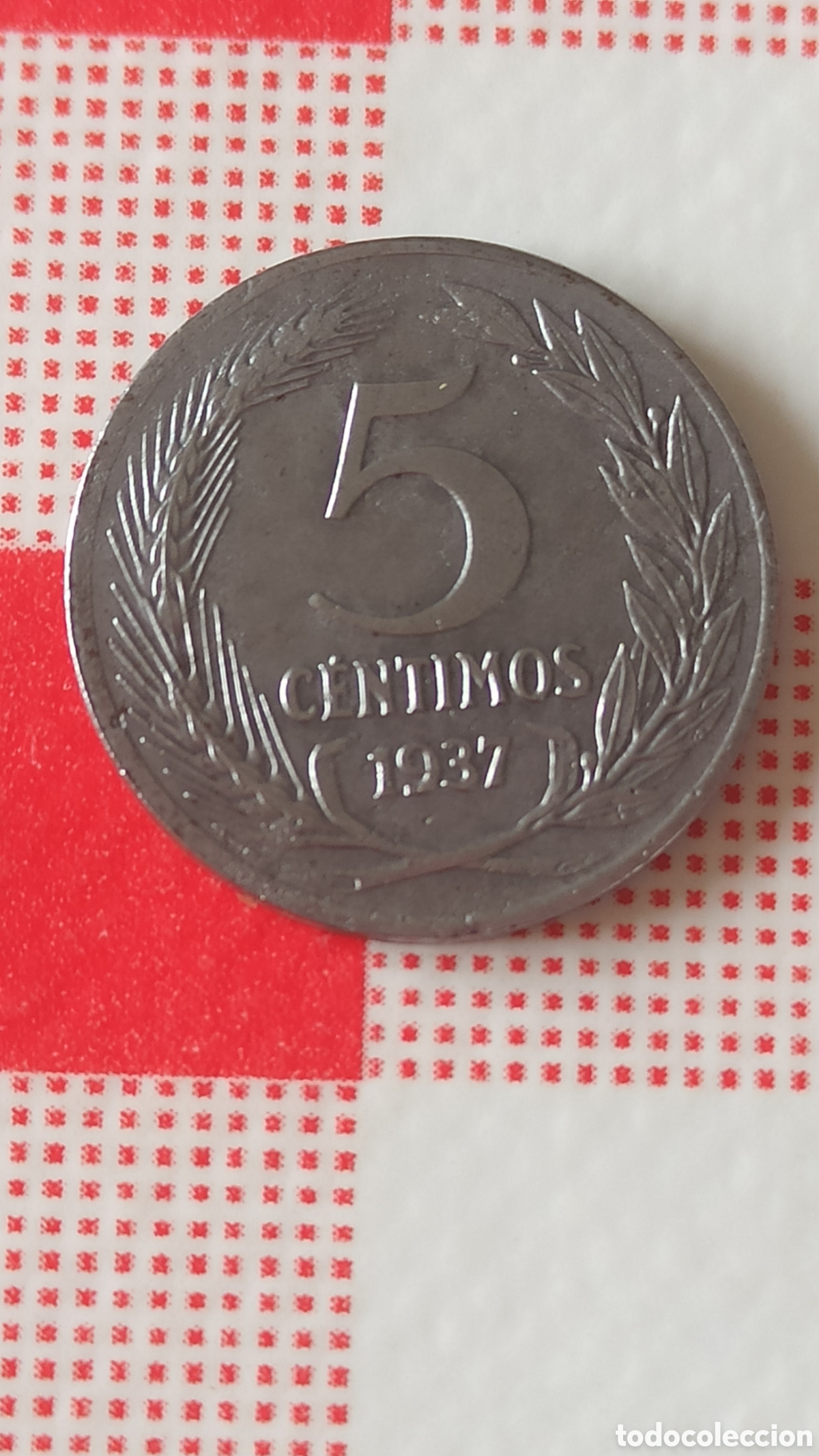Material numism&aacute;tico: Moneda 5 centimos 1937 guerra civil Rep&uacute;blica Espa&ntilde;ola