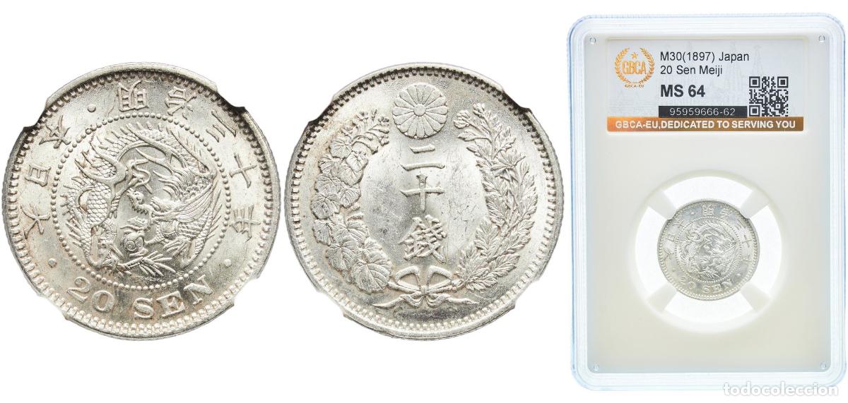 Material numism&aacute;tico: Japan Empire M30 (1897) 年十三治明 20 Sen - Meiji Silver (.800) (20% copper) (7516448) 5.39g GBCA MS Y