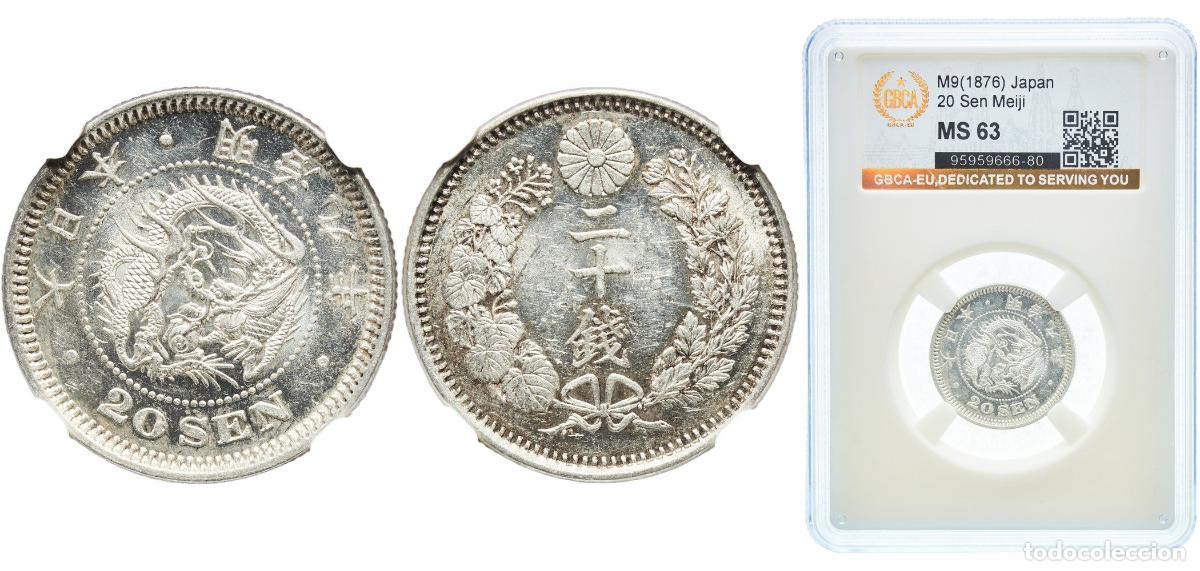 Material numism&aacute;tico: Japan Empire M9 (1876) 年九治明 20 Sen - Meiji Silver (.800) (20% copper) (9200892) 5.39g GBCA MS Y 24