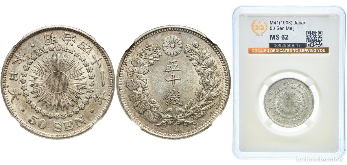 Material numism&aacute;tico: Japan Empire M41 (1908) 年一十四治明 50 Sen - Meiji Silver (.800) (20% copper) (25470371) 10.13g GBCA MS