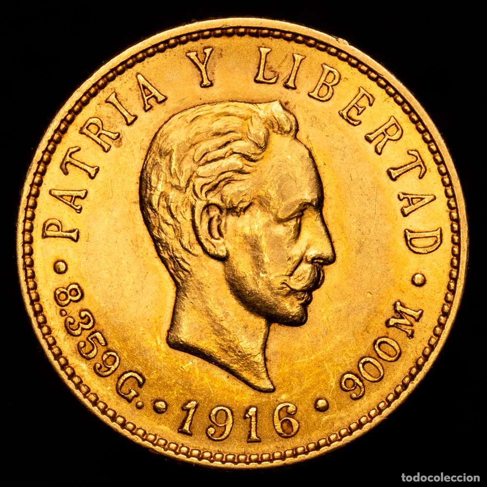 Material numism&aacute;tico: Cuba - Jos&eacute; Marti. 5 Pesos. (8,35 g.). 1916. KM-19. XF+. Parte de brillo original. Precioso color.