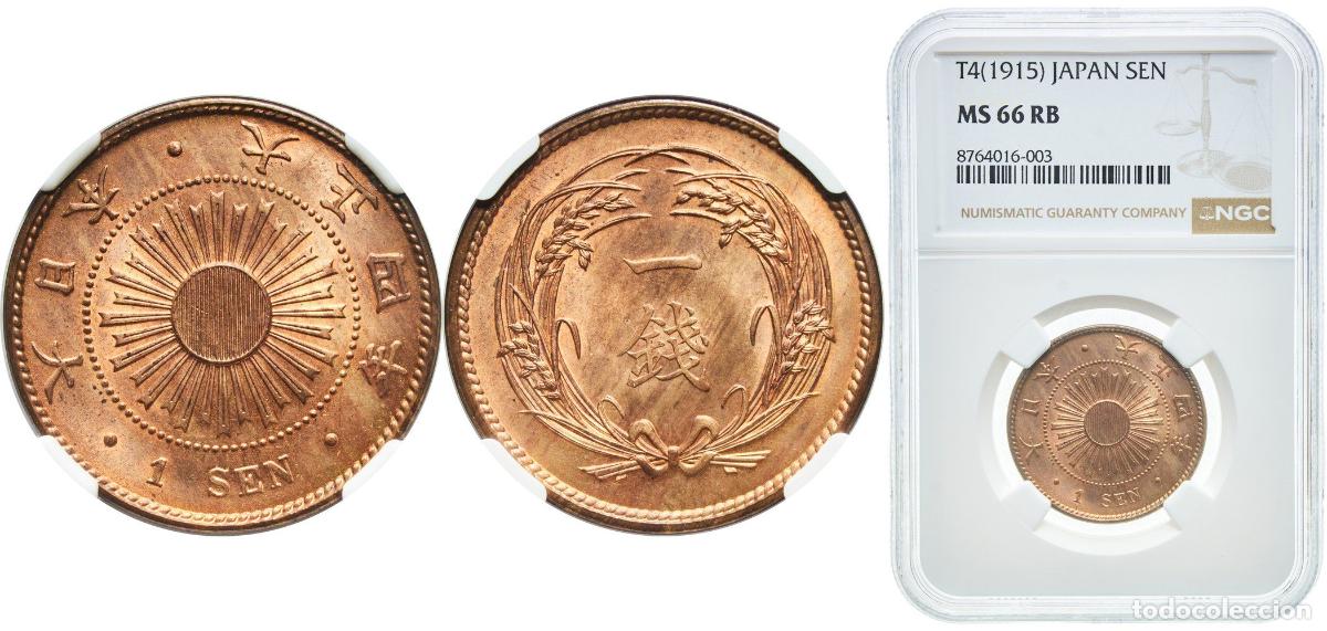 Material numism&aacute;tico: Japan Empire T4 (1915) 年四正大 1 Sen - Taishō Bronze Japan Mint (13000000) 7.13g NGC MS 66 Y 35 JNDA