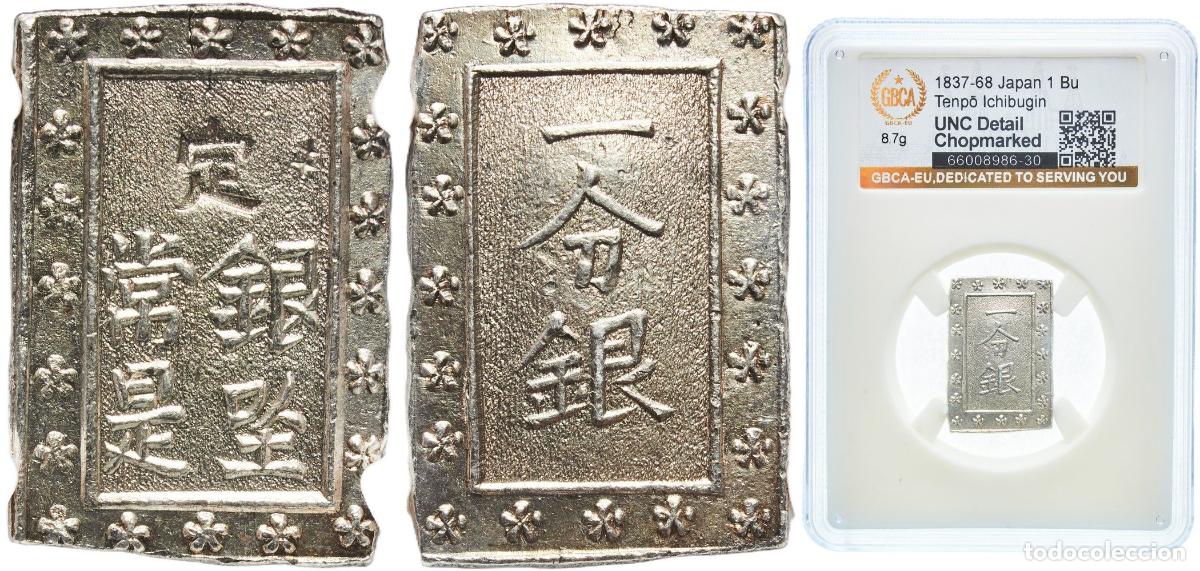 Material numism&aacute;tico: Japan Empire ND (1837-1868) 1 Bu Gin (Tenpo) Silver (.991) (78916556) 8.7g GBCA UNC C 16 JNDA 09-5