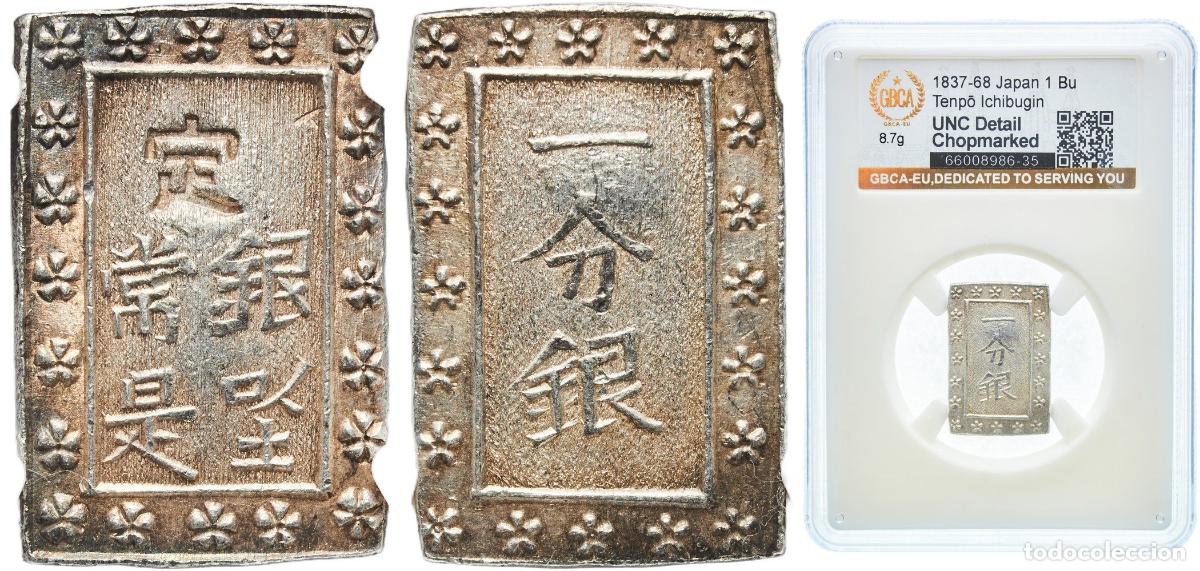 Material numism&aacute;tico: Japan Empire ND (1837-1868) 1 Bu Gin (Tenpo) Silver (.991) (78916556) 8.7g GBCA UNC C 16 JNDA 09-5