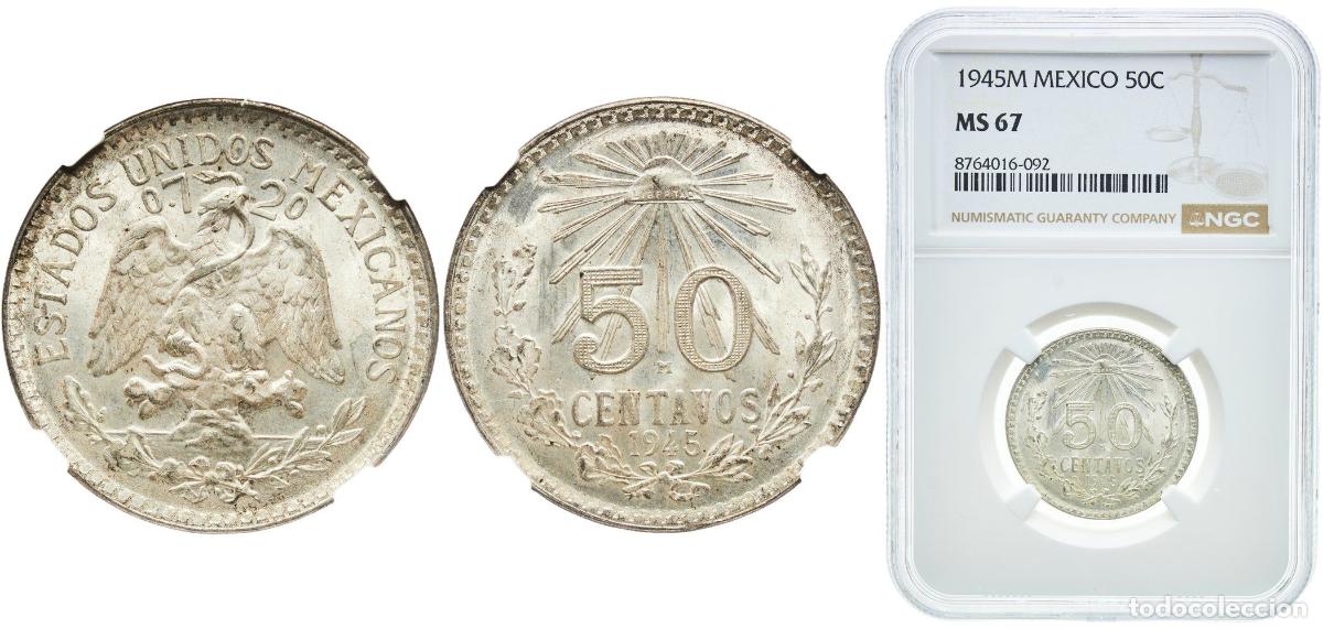 Material numism&aacute;tico: Mexico United Mexican States 1945 M 50 Centavos Silver (.720) Mexican Mint (56766000) 8.33g NGC MS