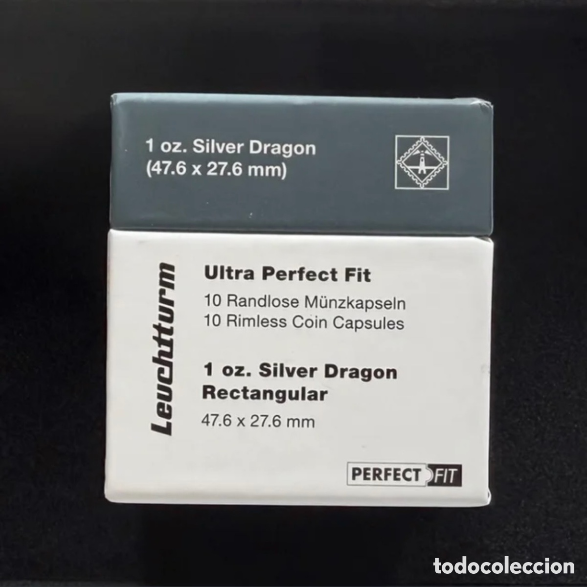 Material numism&aacute;tico: Caja 10 c&aacute;psulas Ultra Perfect-Fit Drag&oacute;n 47,6&times;27,6
