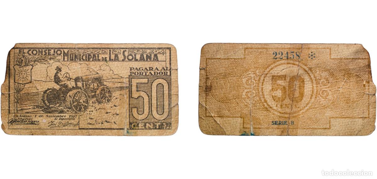 Material numism&aacute;tico: Spain La Solana, Municipality of Second Republic 1937 50 C&eacute;ntimos (La Solana) Paper (Thick paper or