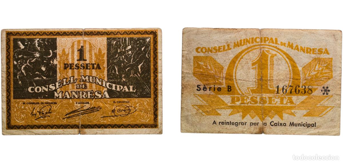 Material numism&aacute;tico: Spain Manresa, Municipality of Second Republic 1937 1 Peseta (Manresa) Paper (300000) VF Turr&oacute; 142