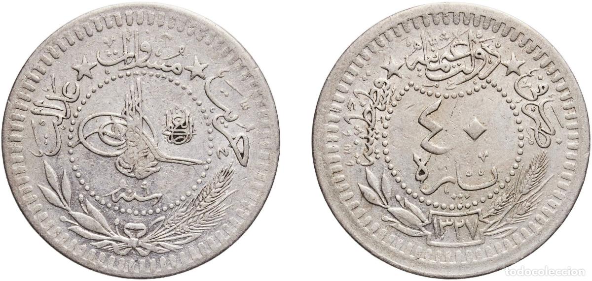 Material numism&aacute;tico: Ottoman Empire AH 1327//9 (1917) 40 Para - Mehmed V (&rdquo;el-Ghazi&rdquo; right of Toughra) Copper-nickel Kon