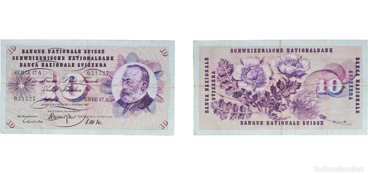 Material numism&aacute;tico: Switzerland Federal State 1967-Jan-01 BG, MI, RA 10 Francs (5th series, Swiss National Bank) Paper