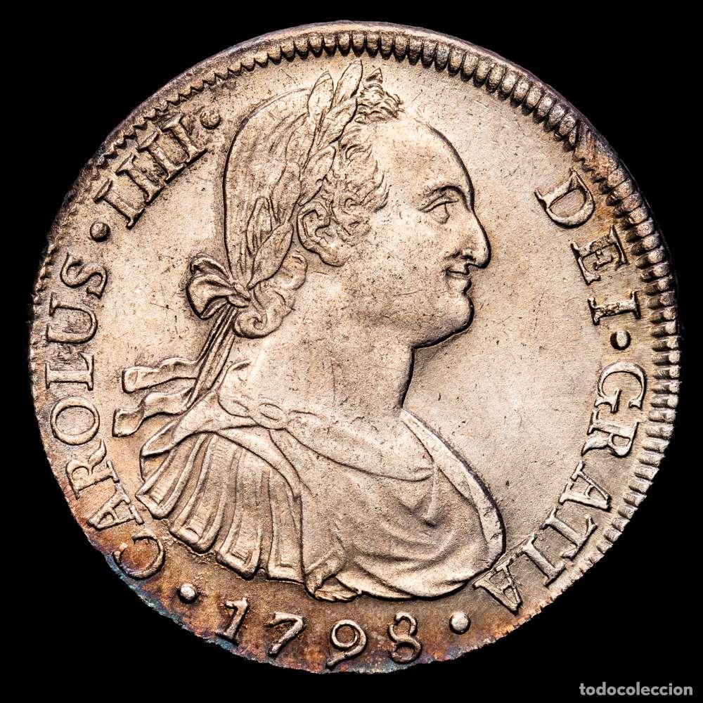 Material numism&aacute;tico: Carlos IV (1788-1808). 8 reales. 1798. Lima. IJ. (Cal-916). Ag. 25,94 gr. EBC-/MBC+. Tono.