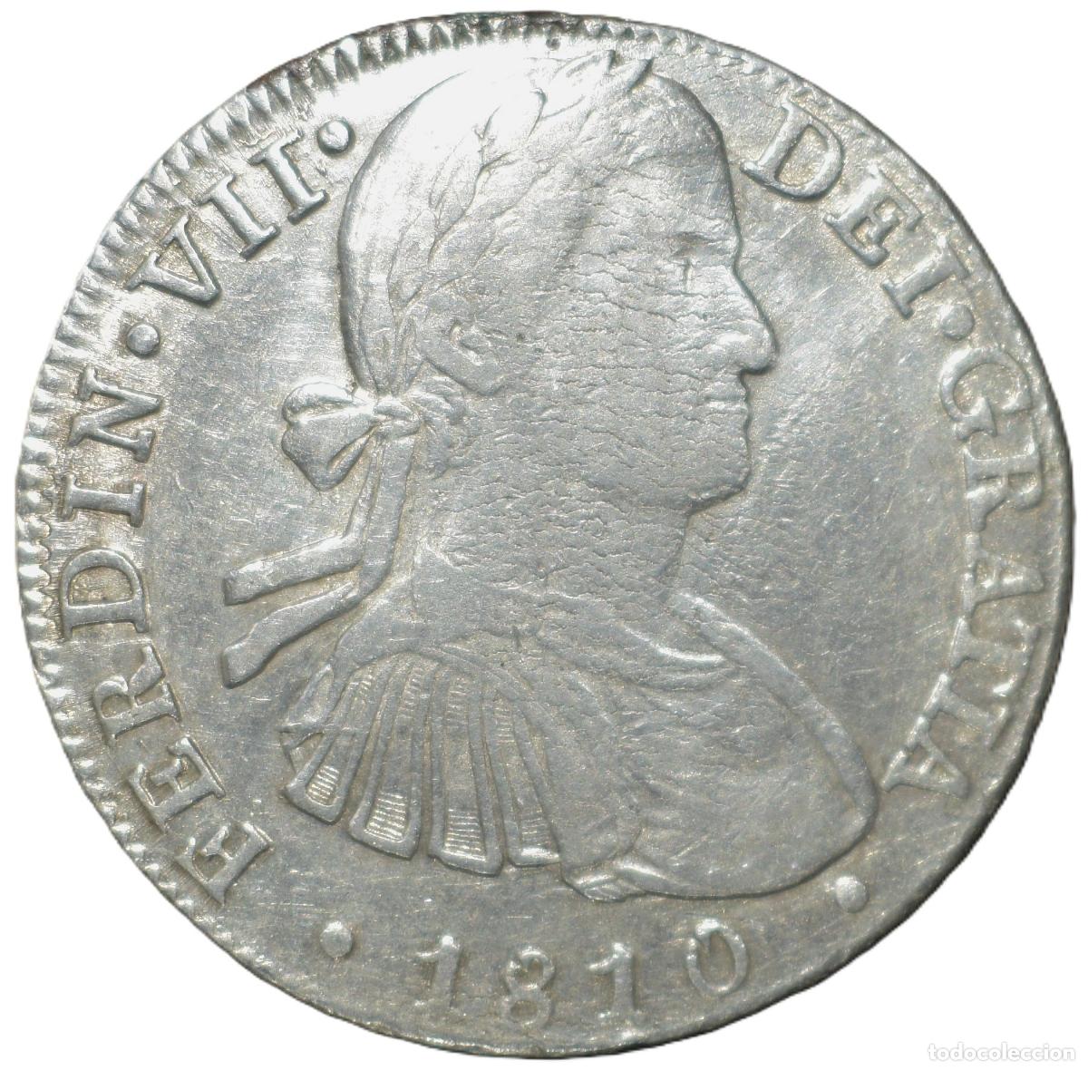 Material numism&aacute;tico: Moneda de 8 Reales de 1810. Fernando VII. M&eacute;jico. HJ. Busto Imaginario.