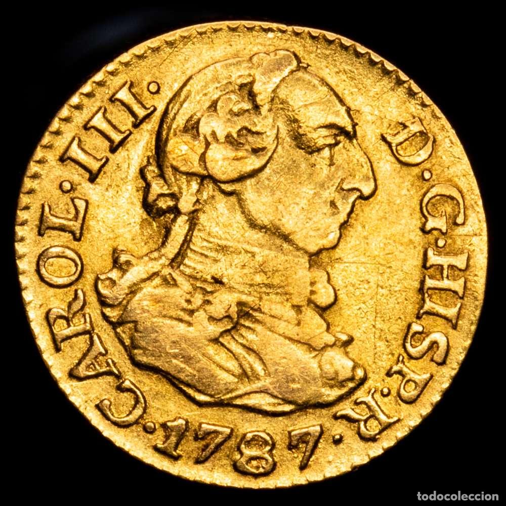 Material numism&aacute;tico: Carlos III. 1/2 Escudo. 1787. MADRID. DV 1,65 grs. (Descolgada). AC-1281. MBC-.