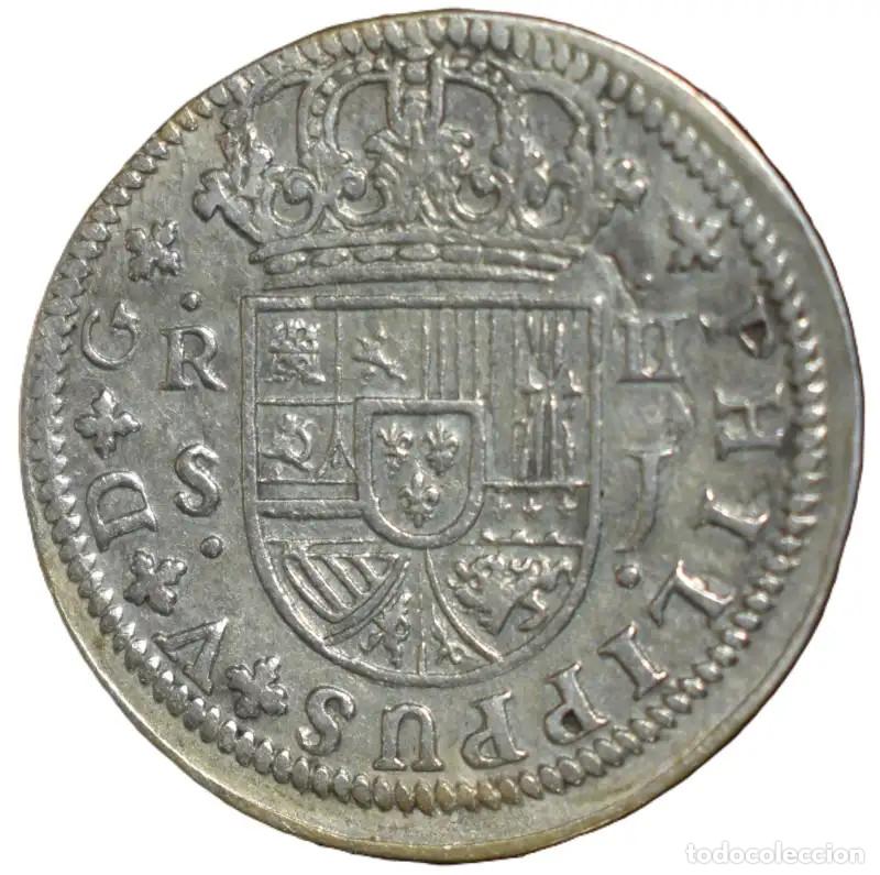 Material numism&aacute;tico: Moneda de 2 Reales de 1723. Felipe V. Sevilla. Ensayador J.