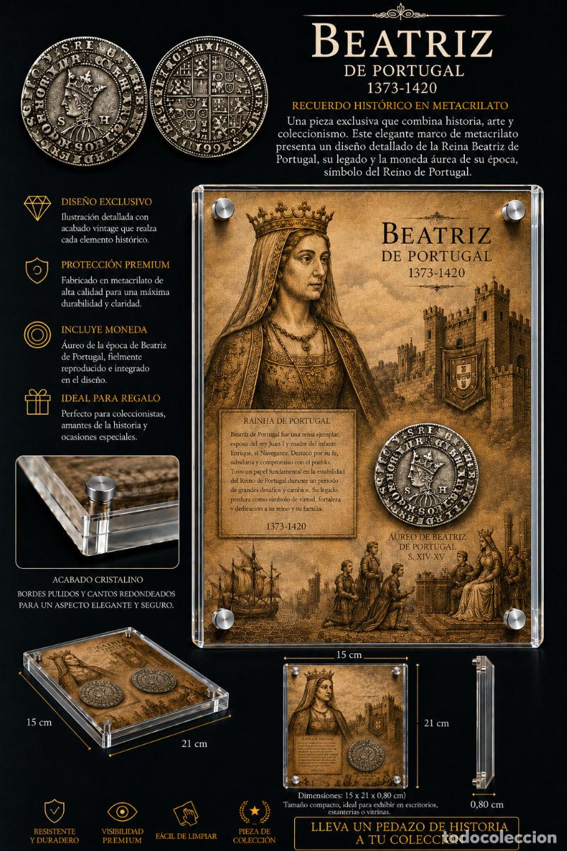 Material numism&aacute;tico: BEATRIZ de PORTUGAL.-CUADRO DE METACRILATO EXCLUSIVO PARA NUMISM&Agrave;TICOS.