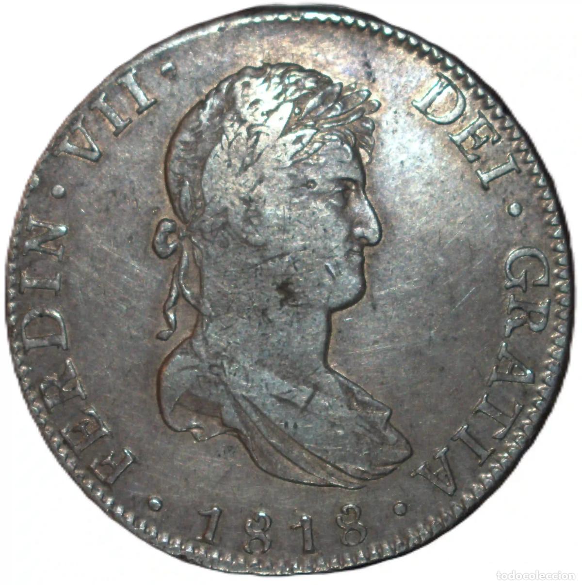 Material numism&aacute;tico: Moneda 8 Reales de 1818. Fernando VII. M&eacute;jico-JJ