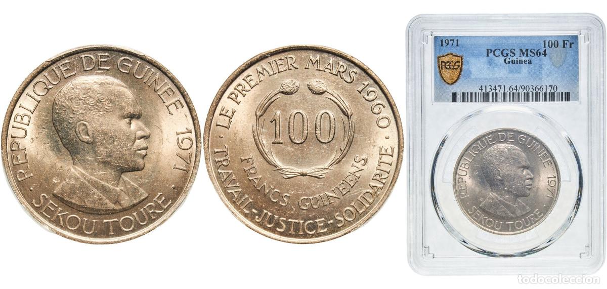 Material numism&aacute;tico: Guinea Republic 1971 100 Francs Guin&eacute;ens Copper-nickel (75% Copper, 25% Nickel) Royal Mint (Tower H