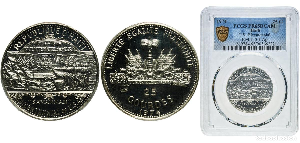 Material numism&aacute;tico: Haiti Second Republic 1974 25 Gourdes (Bicentenary of the United States) Silver (.925) (Copper .075