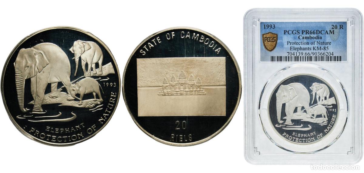 Material numism&aacute;tico: Cambodia State 1993 20 Riels (Protection of Nature) Silver (.999) Empresa Cubana de Acu&ntilde;aciones Min