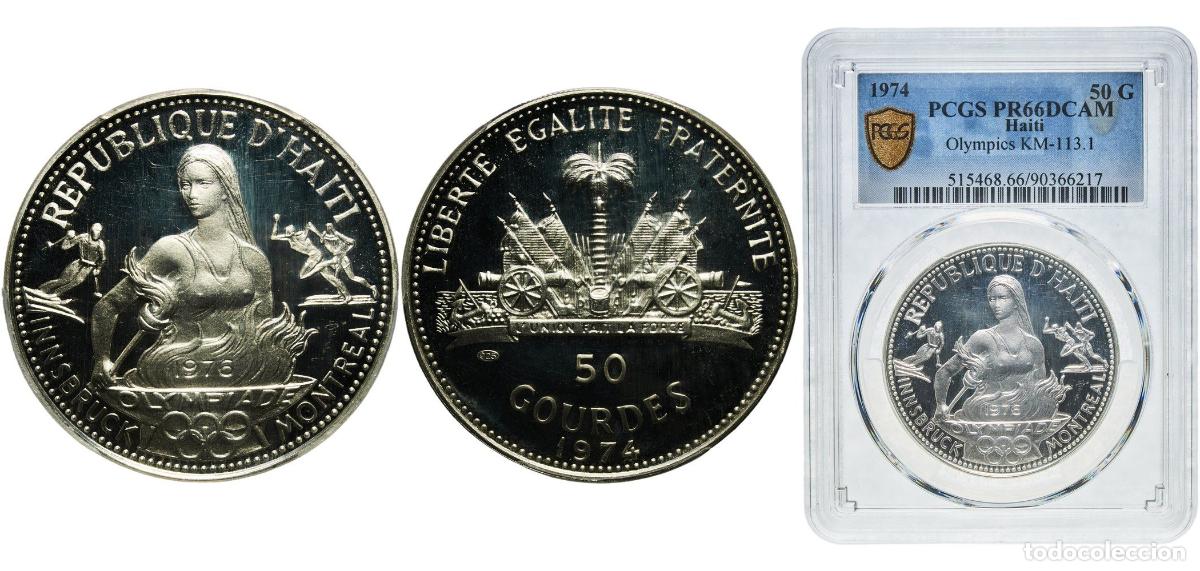 Material numism&aacute;tico: Haiti Second Republic 1974 50 Gourdes (1976 Montreal-Innsbruck Olympiad) Silver (.925) San Francisc