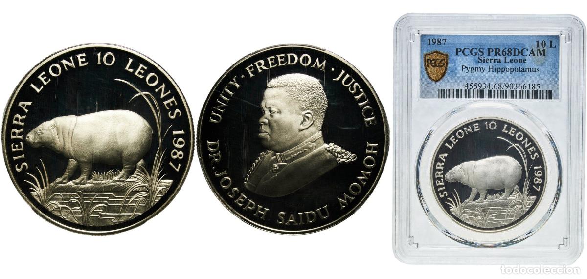 Material numism&aacute;tico: Sierra Leone First Republic 1987 10 Leones (World Wildlife Fund) Silver (.925) (25000) 28.28g PCGS