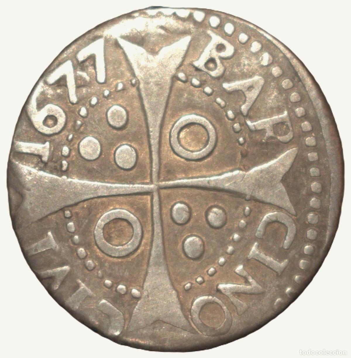Material numism&aacute;tico: 1677. Carlos II. 1 Croat. Ceca Barcelona - Foto 3