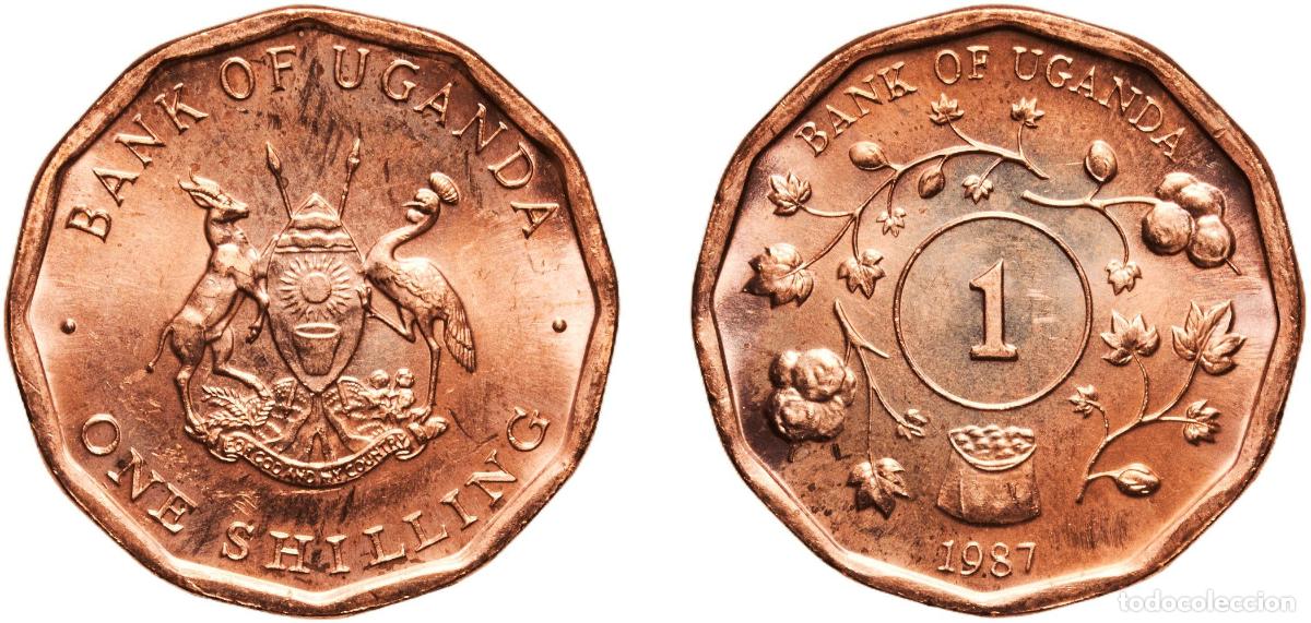 Material numism&aacute;tico: Uganda Republic 1987 1 Shilling Copper plated steel Royal Mint 4.26g UNC KM 27 Sch&ouml;n 26