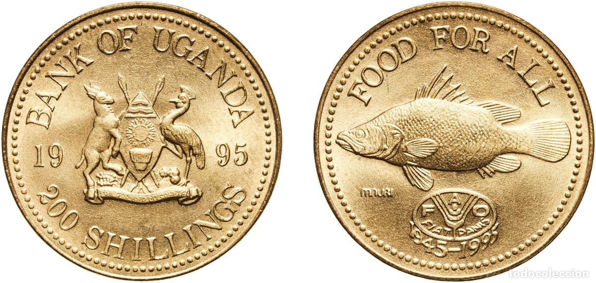 Material numism&aacute;tico: Uganda Republic 1995 200 Shillings (FAO) Aluminium bronze Rome Mint (20000) 7.31g UNC KM 148 Sch&ouml;n