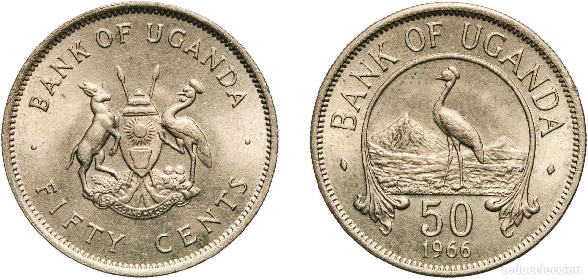 Material numism&aacute;tico: Uganda Republic 1966 50 Cents (Non-magnetic) Copper-nickel Royal Mint (Tower Hill) (16000000) 4.55g