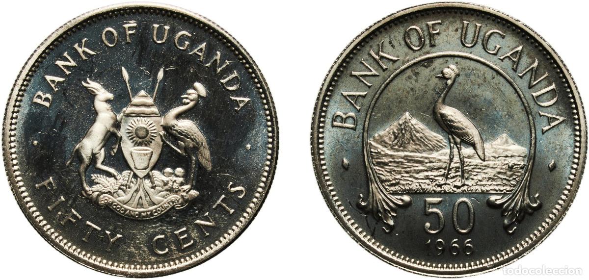 Material numism&aacute;tico: Uganda Republic 1966 50 Cents (Non-magnetic) Copper-nickel Royal Mint (Tower Hill) 4.51g UNC KM 4