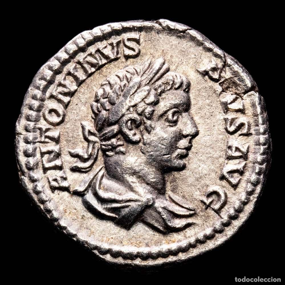 Material numism&aacute;tico: Caracalla. Denario (3,39 g.) Roma. 205 d.C. RIC-82. MBC+