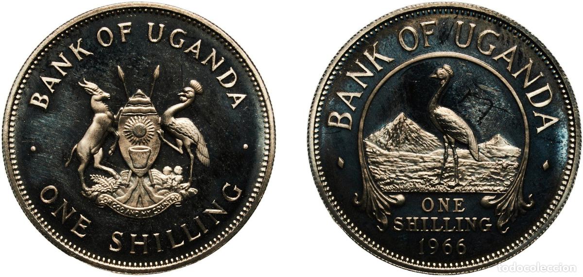 Material numism&aacute;tico: Uganda Republic 1966 1 Shilling Copper-nickel Royal Mint (8250) 6.63g PF KM 5 Sch&ouml;n 5 Y 5