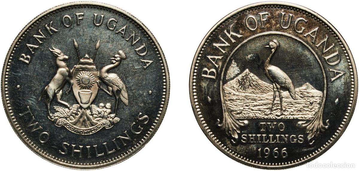 Material numism&aacute;tico: Uganda Republic 1966 1 Shilling (Non-magnetic) Copper-nickel Royal Mint (8250) 11.53g UNC KM 5 Sch