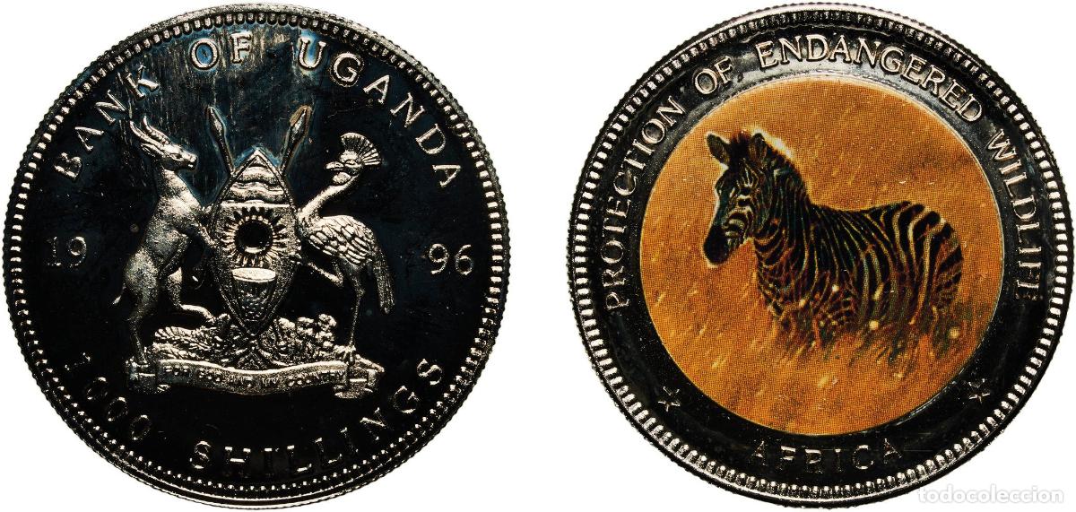 Material numism&aacute;tico: Uganda Republic 1996 1000 Shillings (Zebra) Copper-nickel (pad-printed) 28.56g PF KM 41