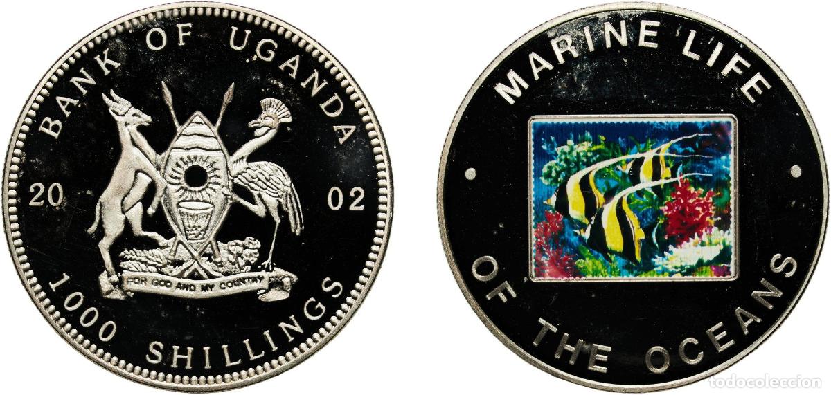 Material numism&aacute;tico: Uganda Republic 2002 1000 Shillings (Moorish idol) Silver plated bronze 29.15g PF KM 115