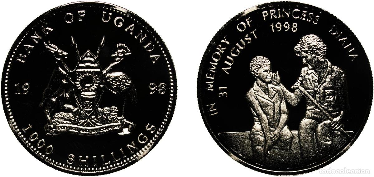 Material numism&aacute;tico: Uganda Republic 1998 1000 Shillings (Princess Diana and disabled child) Copper-nickel 28.97g PF KM