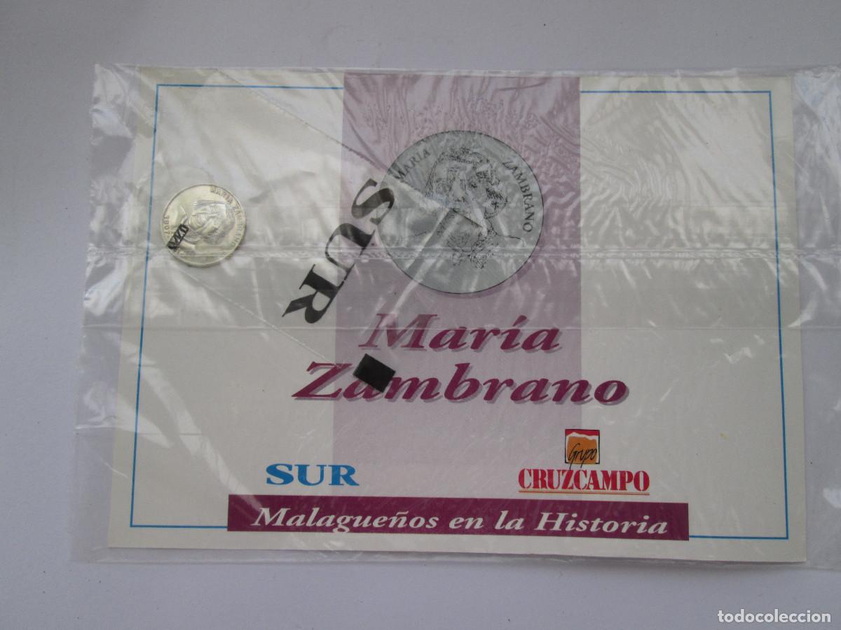 Material numism&aacute;tico: MONEDA PLATA - MARIA ZAMBRANO - DE MALAGUE&Ntilde;OS EN LA HISTORIA DEL DIARIO SUR -CON FOLLETO EXPLICATIVO